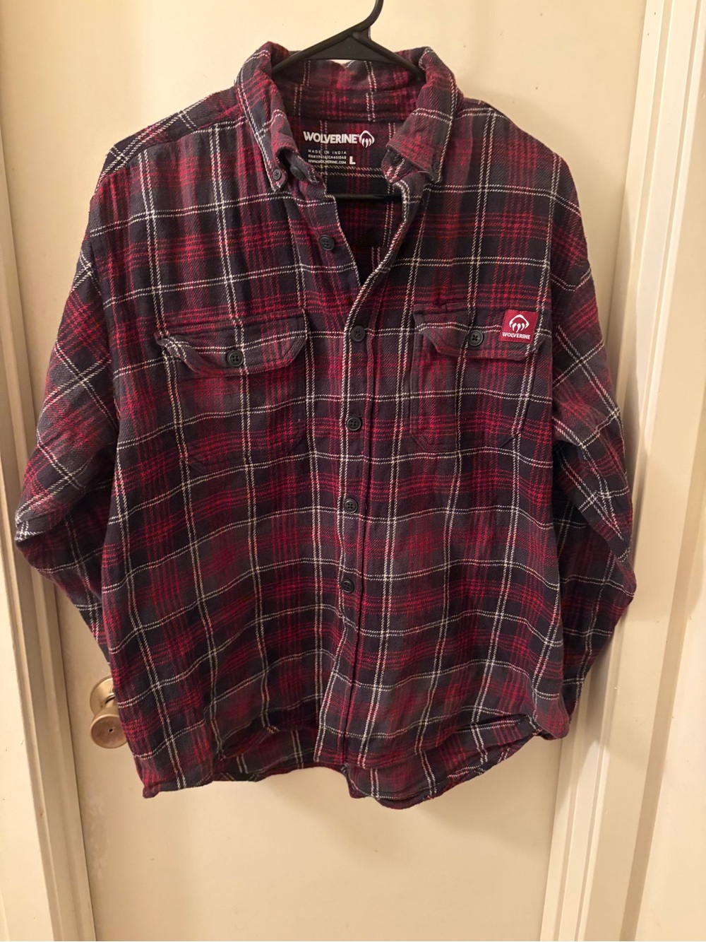 Wolverine Red and Navy Plaid Flannel Shirt